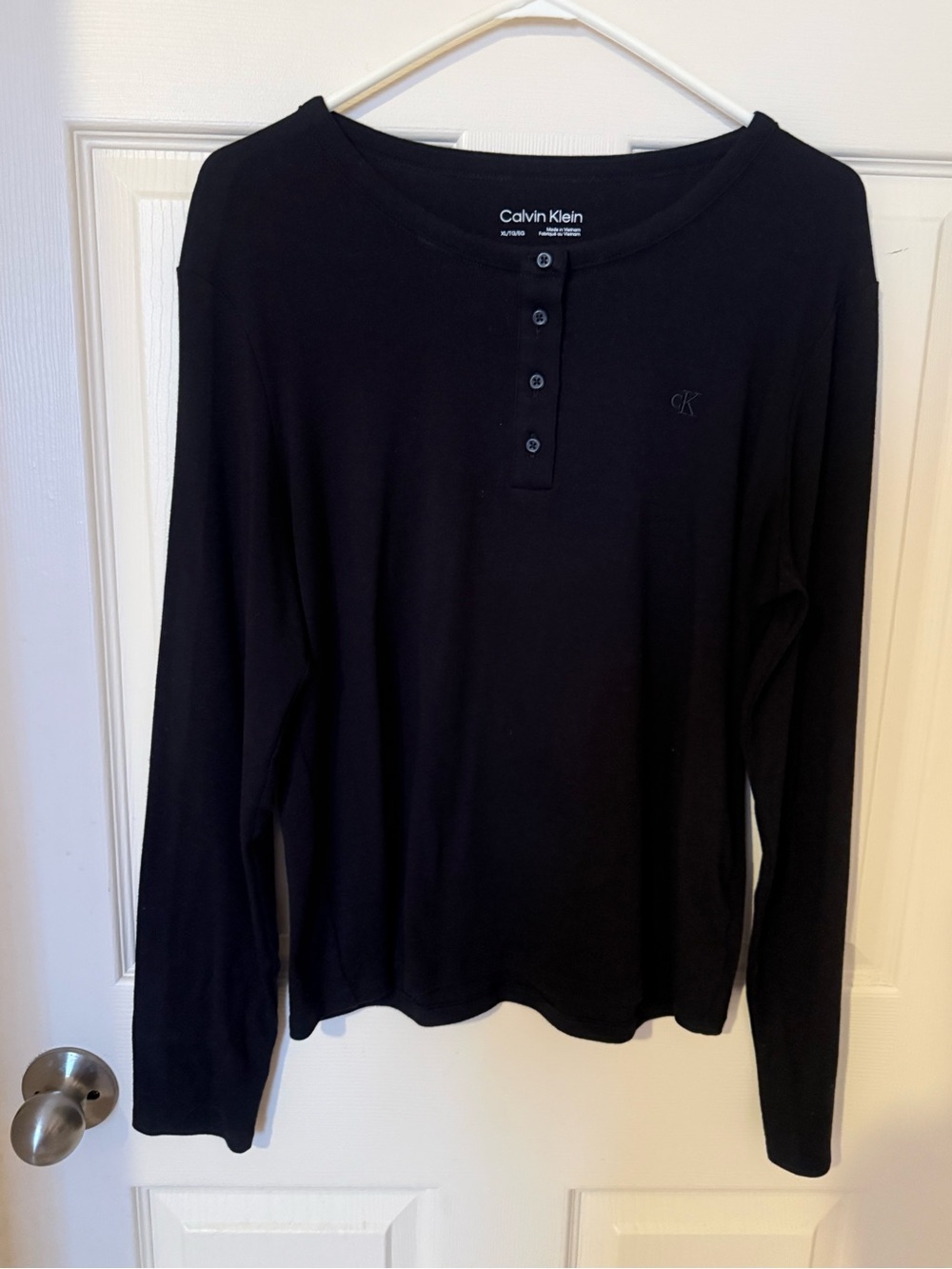 Calvin Klein Black Long-Sleeve Henley Tee